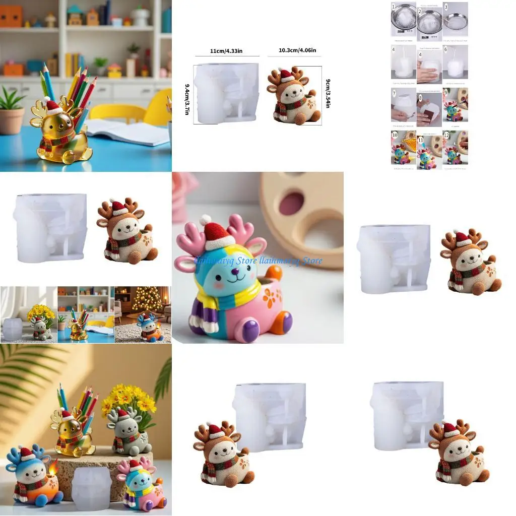 

573B Elk Shaped Silicone Planter Mold Flowerpot Molds for Crafts Resin Cement