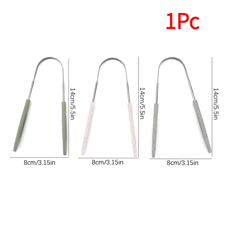 1Pc Stainless Steel Tongue Scraper Fresh Breath Cleaning Coated Tongue Toothbrush Oral Hygiene U-shaped Metal Tongue Scraper‘