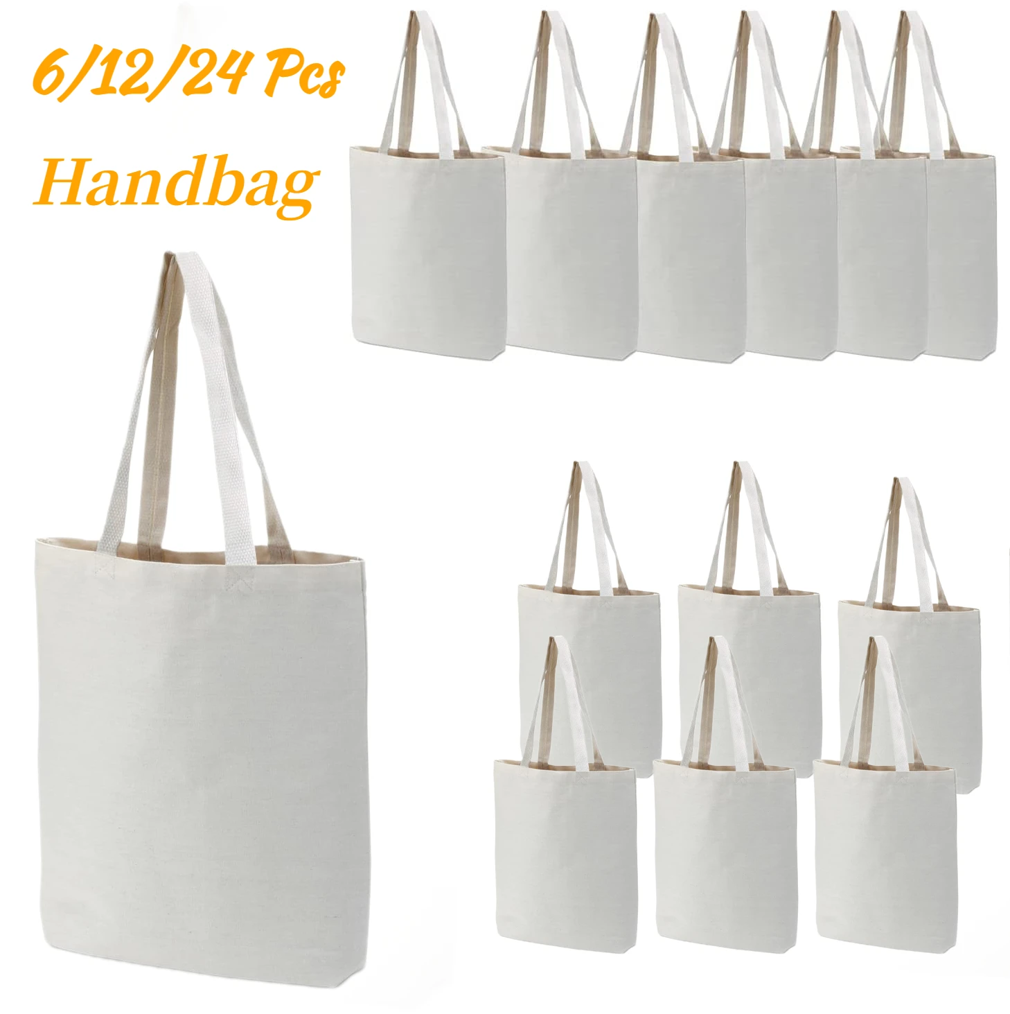 6-24Pcs Wedding Gift Canvas Bags Heat Transfer Printed Customized Handbag Reusable Grocery Bag for Bridal Shower/Birthday/Party