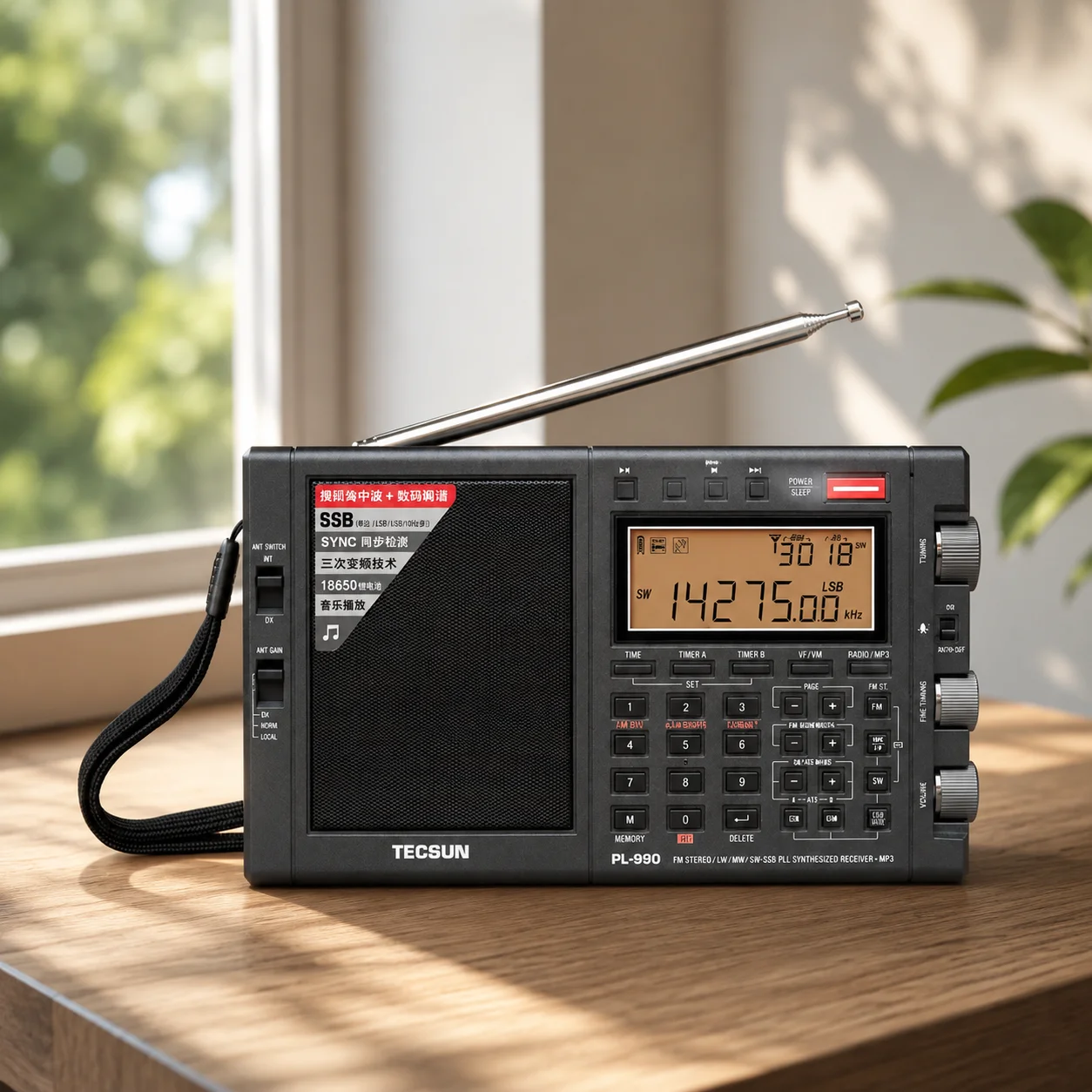 TECSUN PL-990 Portable SSB&MP3 Player Receiver Digital Radio AM FM LW SW Worldband DSP Chip High Sensitivity Outdoor Survival
