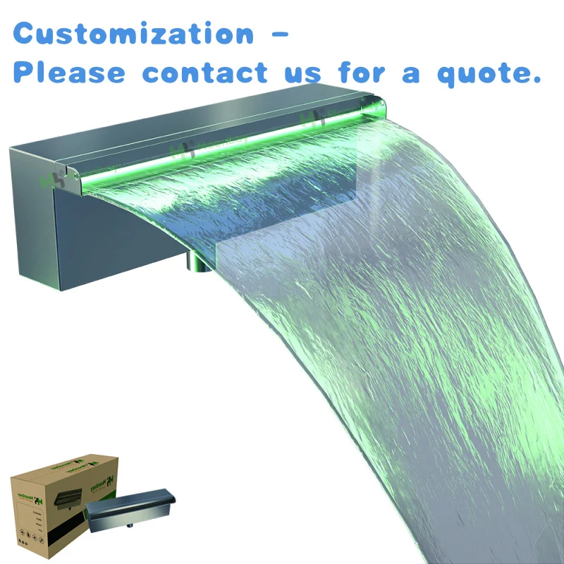 

custom.Beautiful Waterfall Curtain Stainless Steel Waterfall Outlet LED Lighting Swimming Pool Waterfalls Garden Decoratio