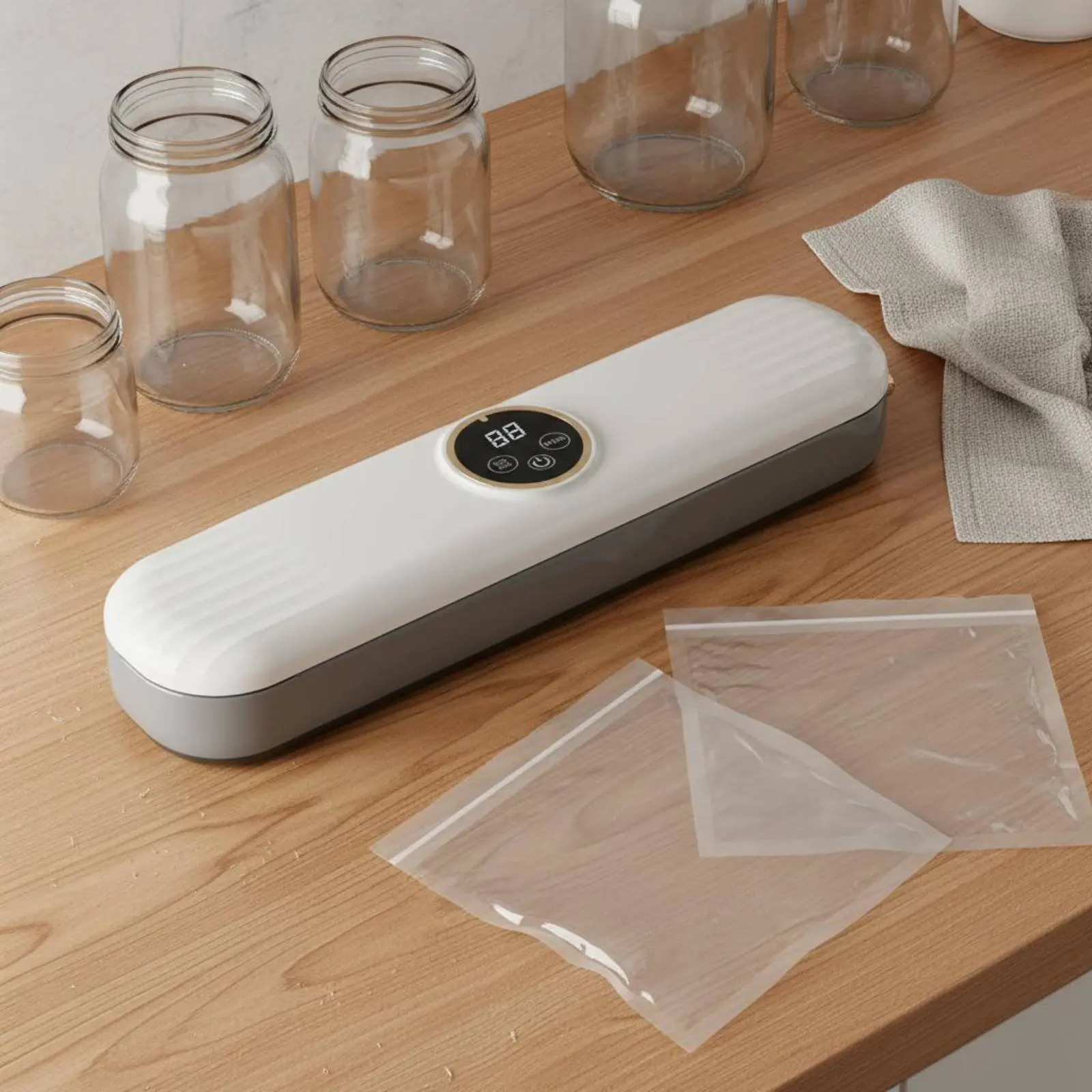 

Vacuum Sealer Machine Fast Sealing Automatic Food Sealer Space-Saving Vacuum Packer Strong Suction for Home