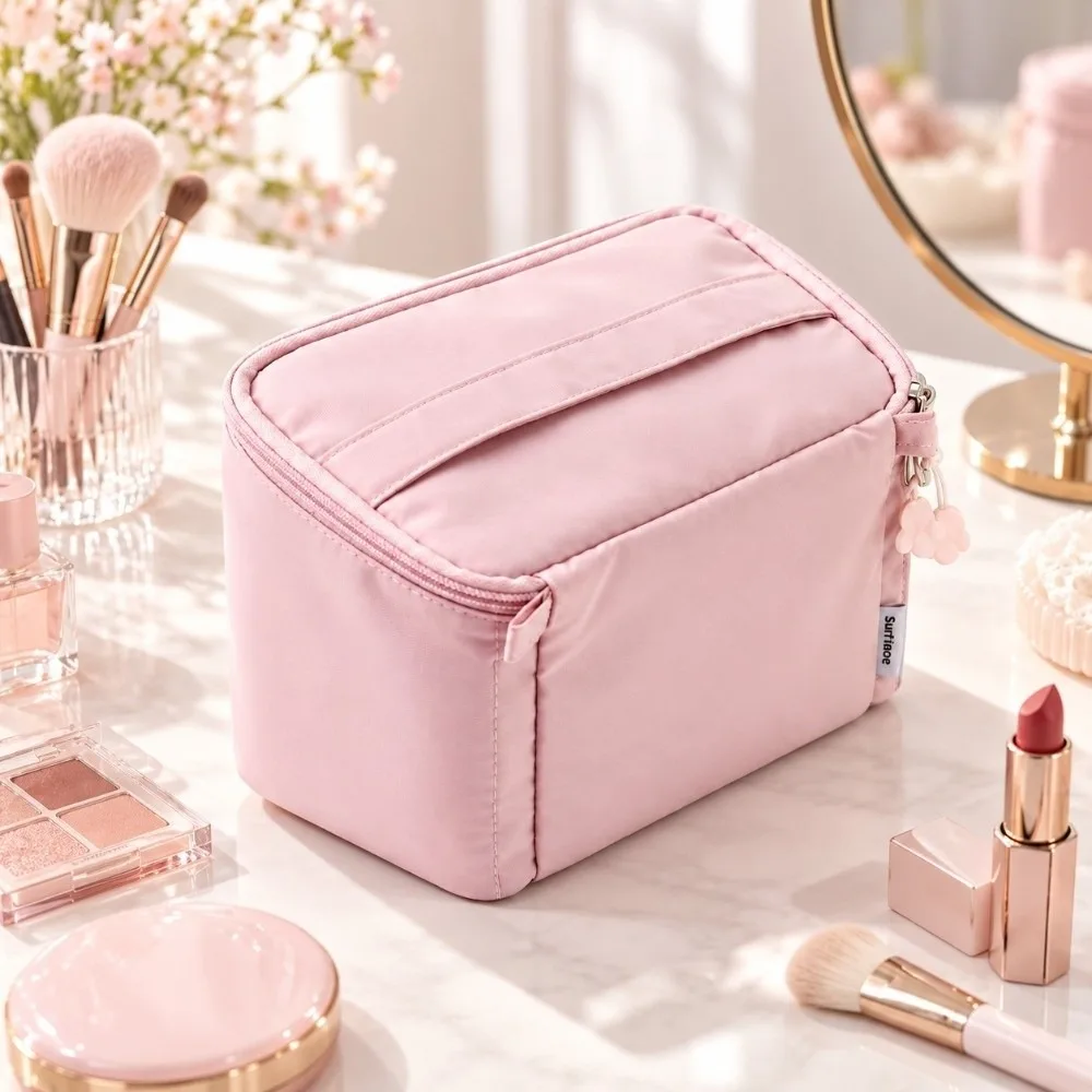 Large Capacity Makeup Organizer Bag With Dividers Portable Cosmetic Storage Pouch Versatile Travel Cosmetic Pouch