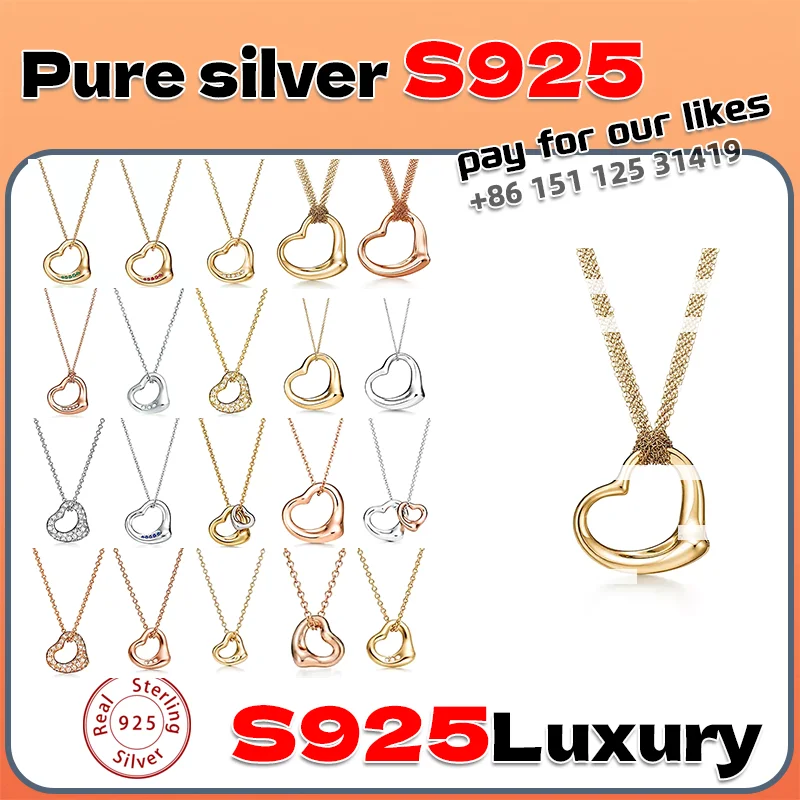 

Alien heart-shaped pendant necklace with zircon inlay, double heart-shaped necklace, high-quality jewelry, Valentine's Day gift