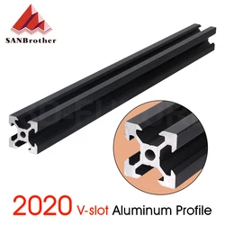 1PC SCHWARZ 2020 V-slot Europäischen Standard Eloxiert Aluminium Profil Extrusion Linear Schiene für CNC 3D Drucker