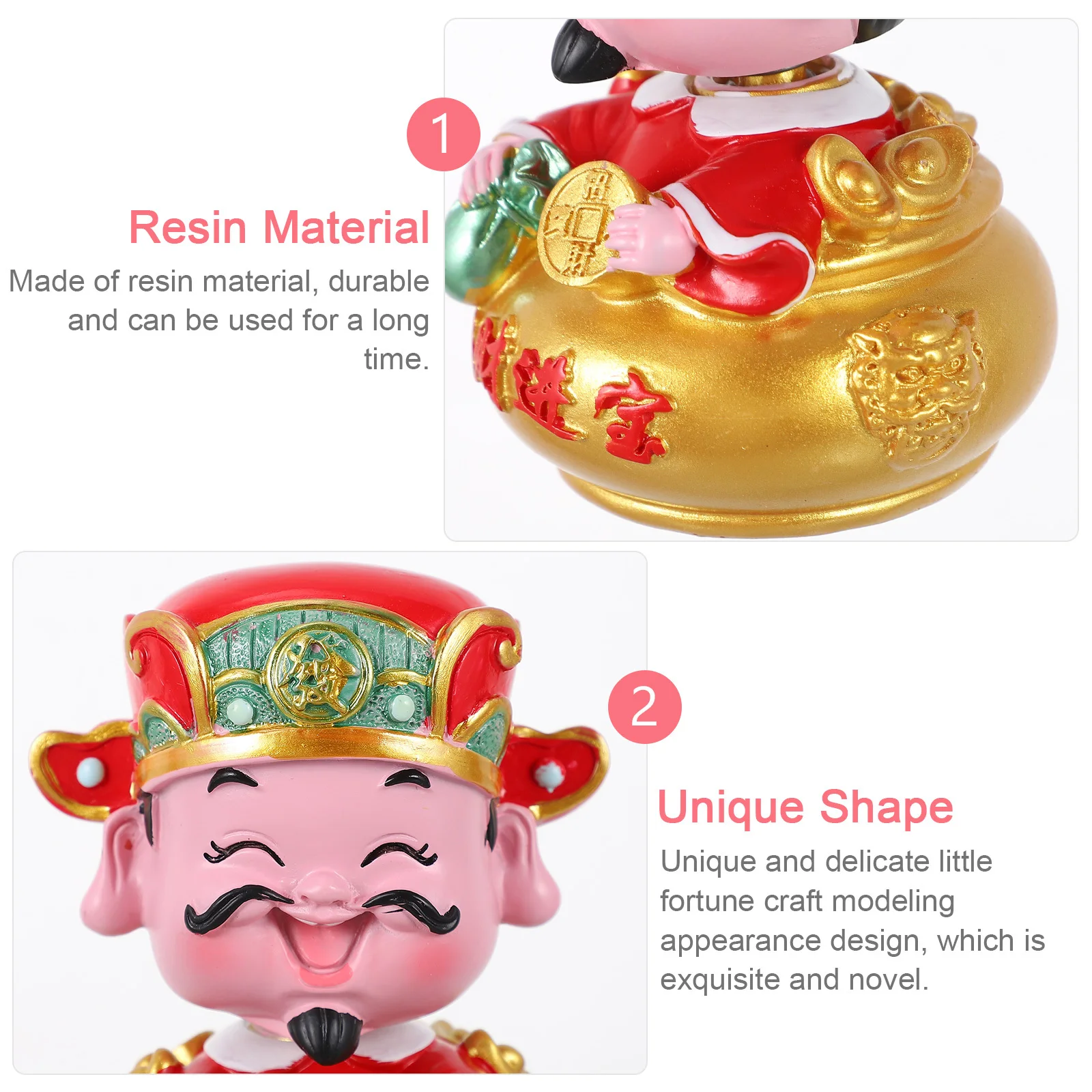 

Shaking Head God of Fortune Resin Craft Unique Design Desktop Decor for Home Office Car Chinese New Year Gift 2022