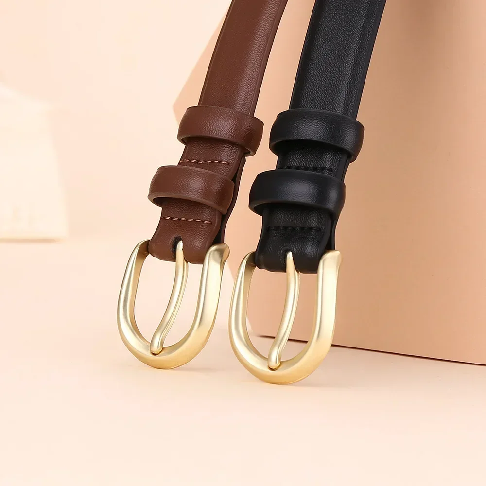 Luxury Brand Women's Versatile Decorative Leather Belt Business High-end Sense Fashionable Matte Needle Buckle Simple Belt