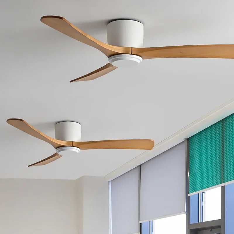 NEW large wind Nordic solid wood living dining room industrial retro commercial low floor ceiling fan lamp abanicos de techo