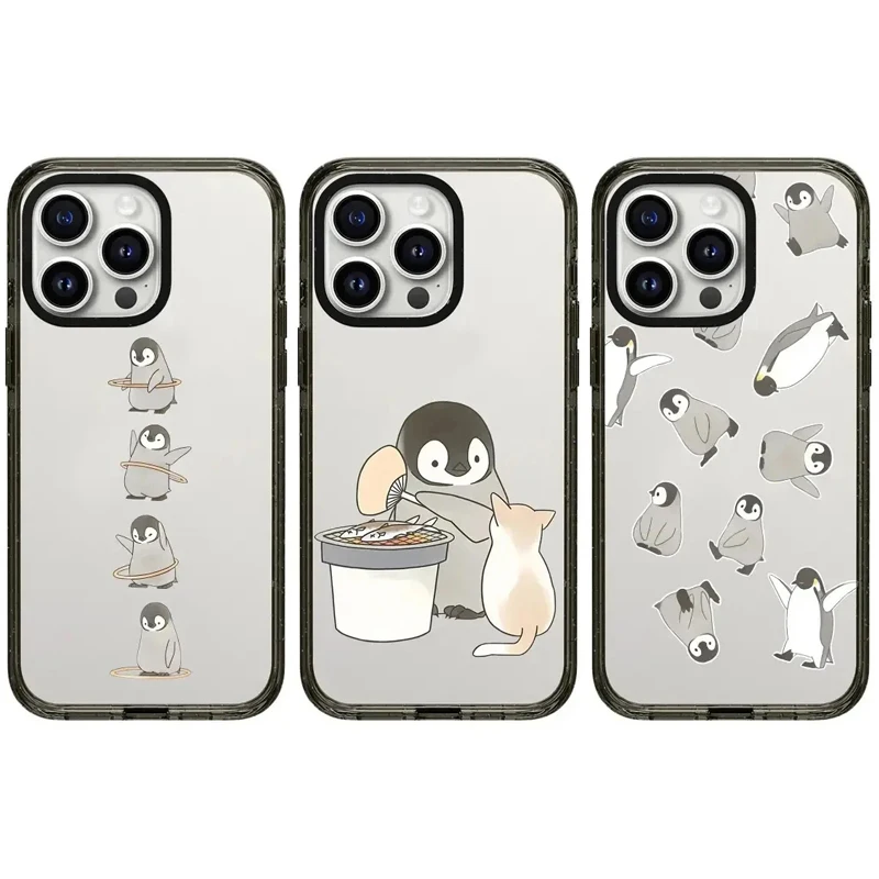 

Cute Cartoon Penguin 2.0 Acrylic Black Border iPhone 11 12 13 15 14 16 Pro Max Protective Case, Fits iPhone 16 Pro Max