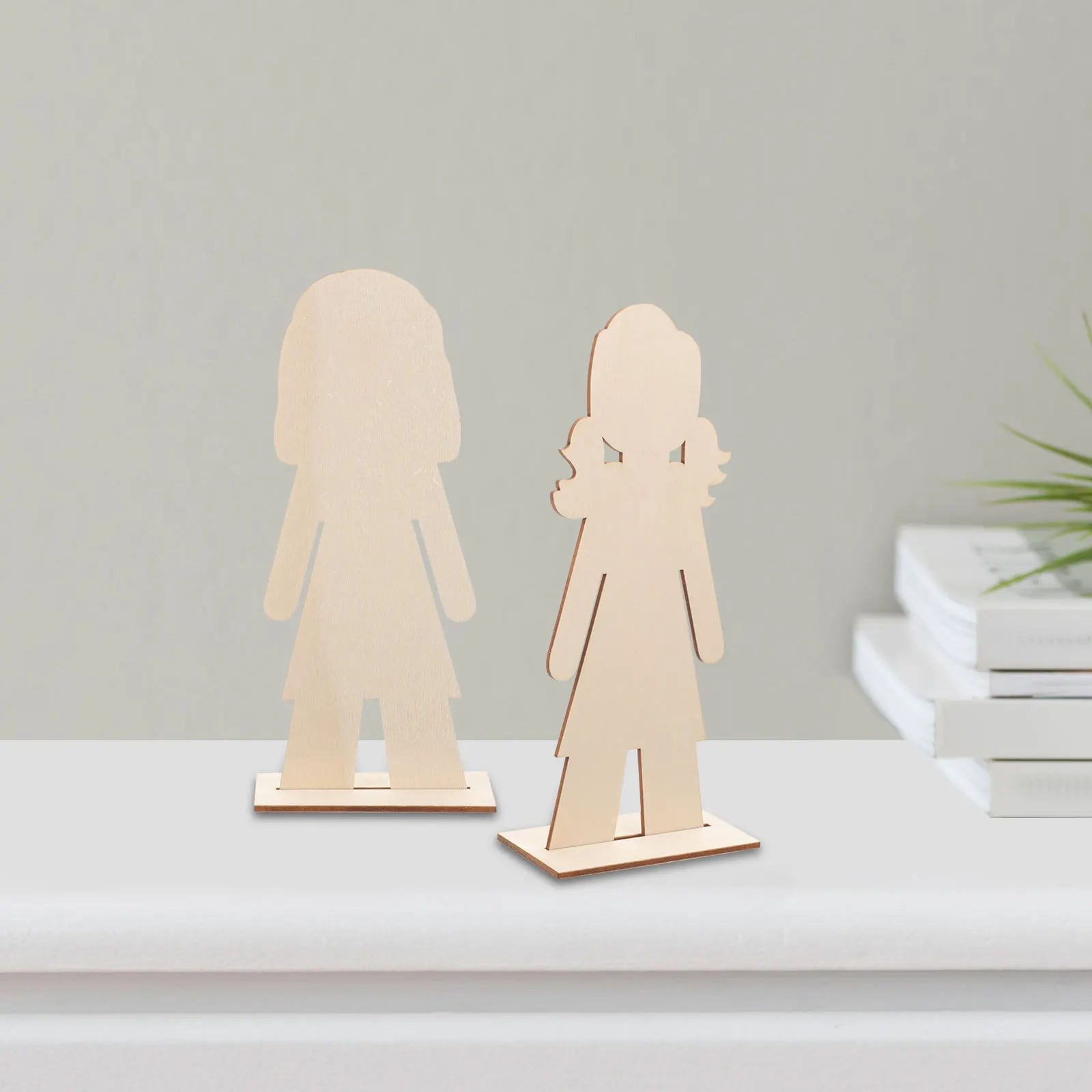 

20pcs Unfinished Wooden People Tags Craft Beige Party Decorative Supplies DIY Wood Pieces Home Sewing Accessories
