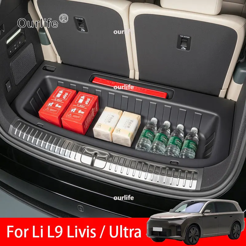 Rear Trunk Lower Storage Box ABS Waterproof Trunk Organizer Tray For Li L9 Livis Ultra 2026 2027 Interior Stowing Accessories