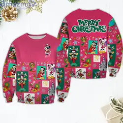 Minnie Mouse Pattern Xmas Pink 2022 Christmas Disney Cartoon Sweater