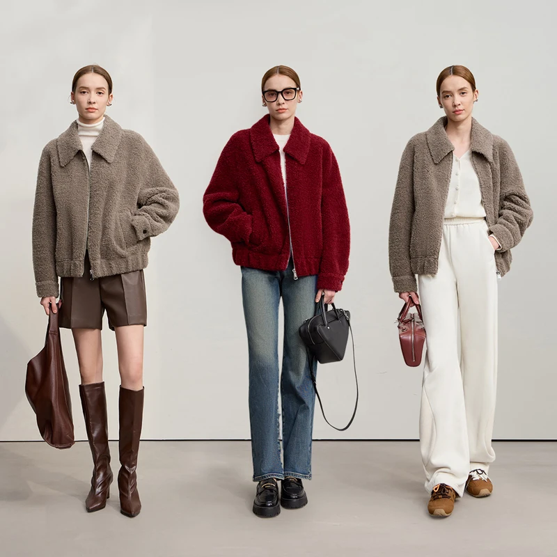 AMII معطف الفرو امرأة 2025 شتاء جديد عيد الميلاد الدافئة كامل الصوف فضفاض جاكيت زيبرا ملابس نسائية غير رسمية متعددة الاستخدامات 12544008