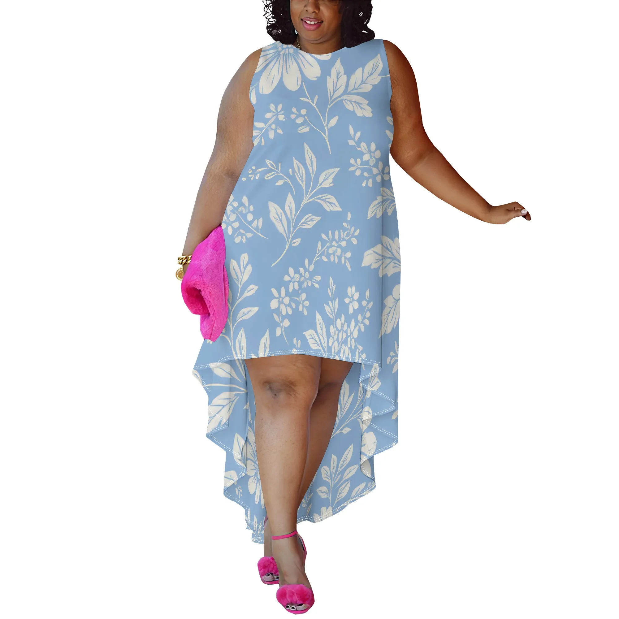 

Sun Dresses for Women 2025 Print V Neck Sleeveless Tank Dress with Pocket Loose Casual Beach Vacation Short Dress