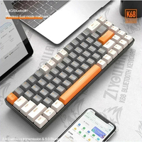 Free Wolf K68 Mechanical Keyboard Bluetooth Wireless Dual-Mode Customized Color Blocking Game Hot Swappable Laptop Keyboard