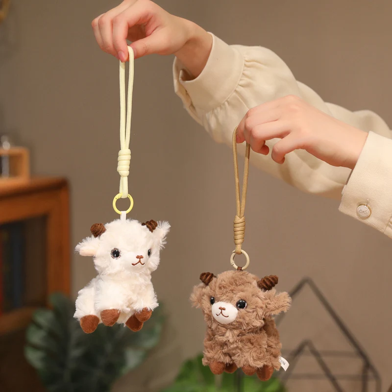 

Cute Curly Wool Sheep Doll Kawaii Lamb Stuffed Plush Pendant Cartoon Animal Plush Keychain Bag Decor Kids Xmas Gifts