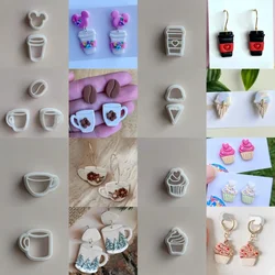 Food Series Cupcake/Coffee/Ice Cream/Tea Shaped Mini Clay Molds Clay Cutting Molds Tools For Earring Jewelry Decoration Making