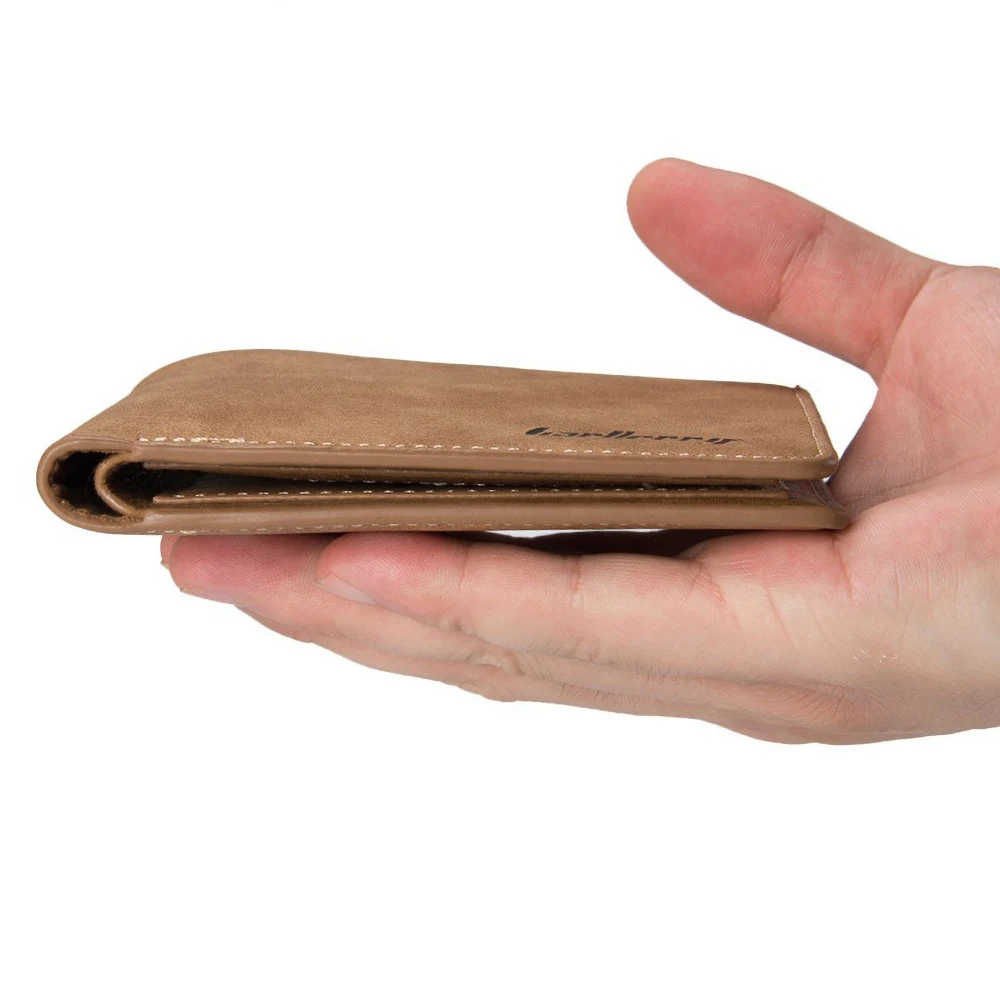 Slim Minimalist Men's Short PU Wallet Protection Engraved Leather Card Holder Travel image 3