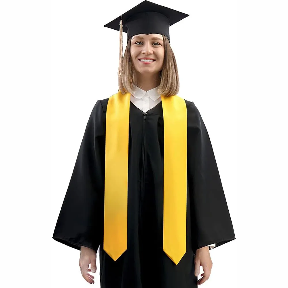 Unisex Adults Graduation Stole Bulk Sublimation Blank Grad Sash Plain Graduate Honor Stole, Classic End With Trim 70inches