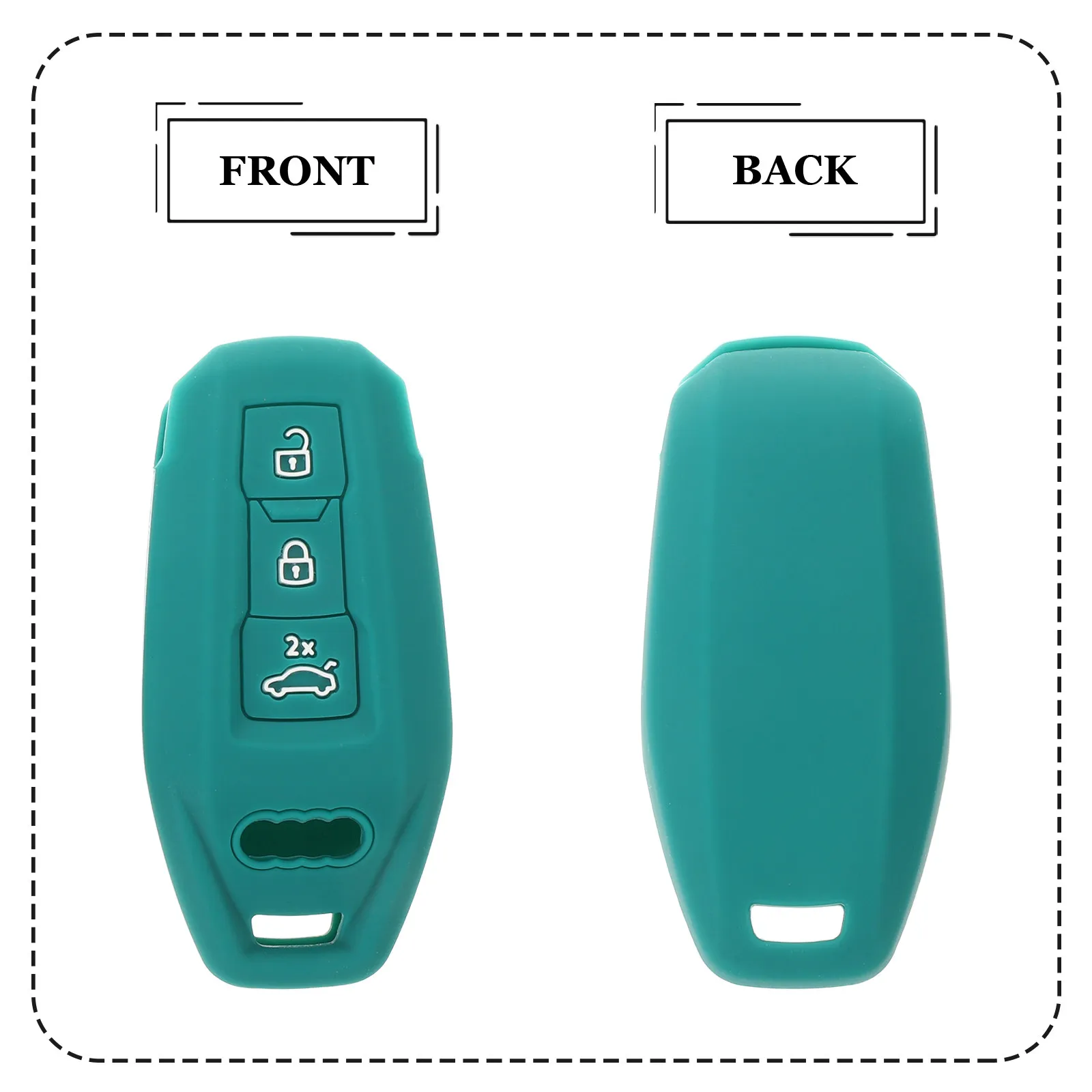 2Pcs Car Key Protective Cover Silicone Shell 3 Button Car Remote Key Fob Case Scratch Resistant Holder Compatible Green