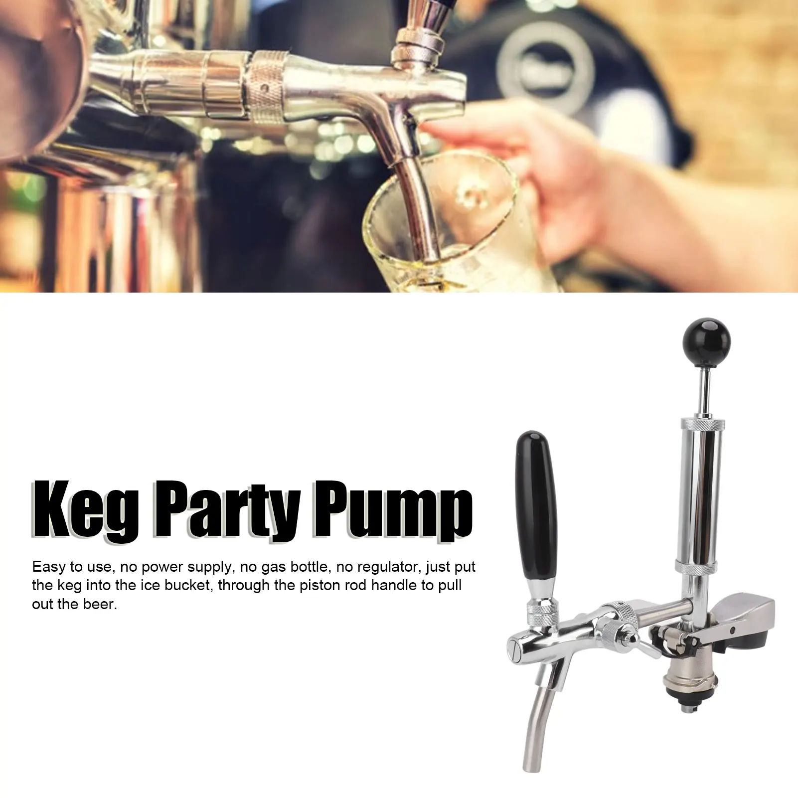 

4in S System Picnic Pump Stainless Steel Leakproof Reusable Draft Beer Keg Hand Pump for Homebrew Wedding Draft Keg Hand Pump