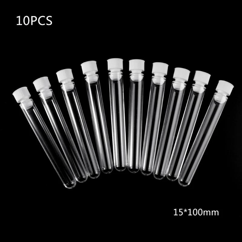 10Pcs Clear Plastic Centrifuge Tubes with Anti-leaking Cap for Teacher Students