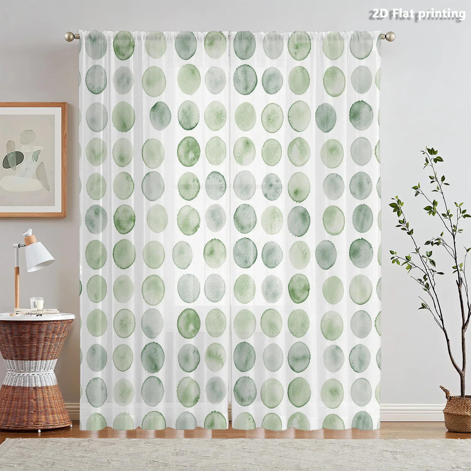 Elegant Abstract Green Watercolor Spot Pattern Curtains for Living Room Modern Bedroom Home Window Decor
