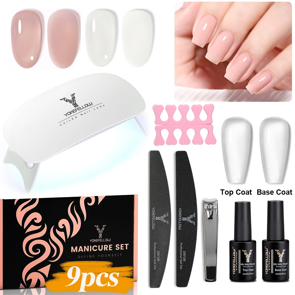 YOKEFELLOW Gel Nail Kit 2+2 Colors Gel Nail Polish Kit With UV Light All In One Nail Art Starter Kit Suitable For All Seasons