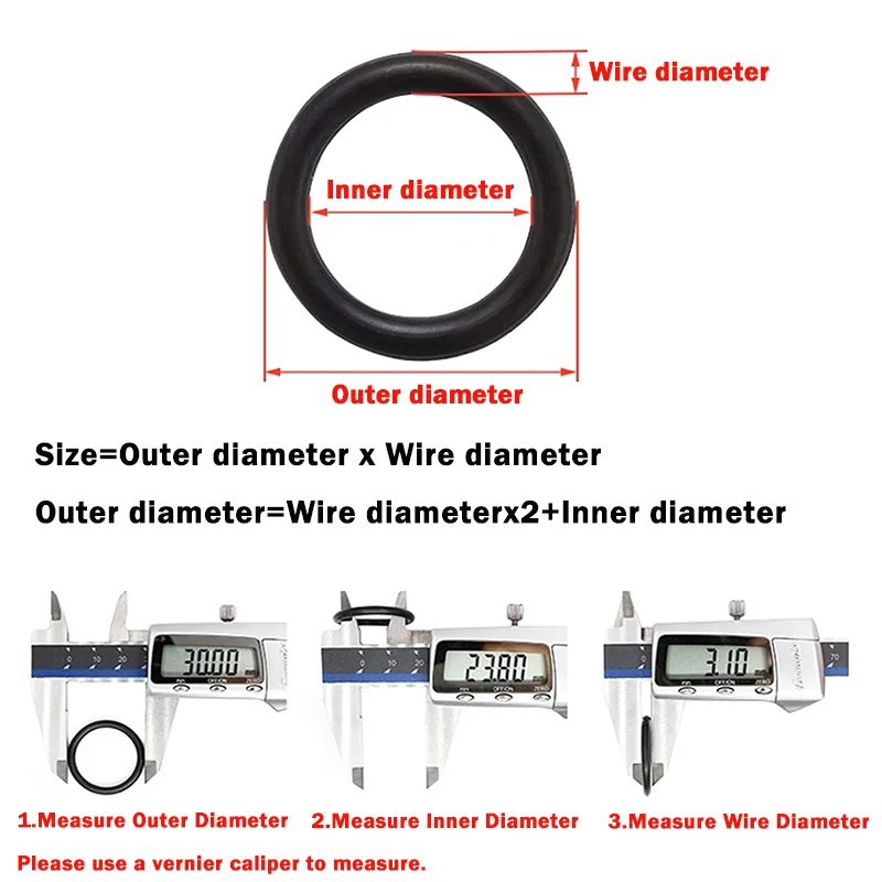 1-Box Nitrile Rubber O-ring Contains Includes Multiple Specifications Wire Dia:1/1.9/2.4/3.1mm Round Gasket Sealing O Ring Set