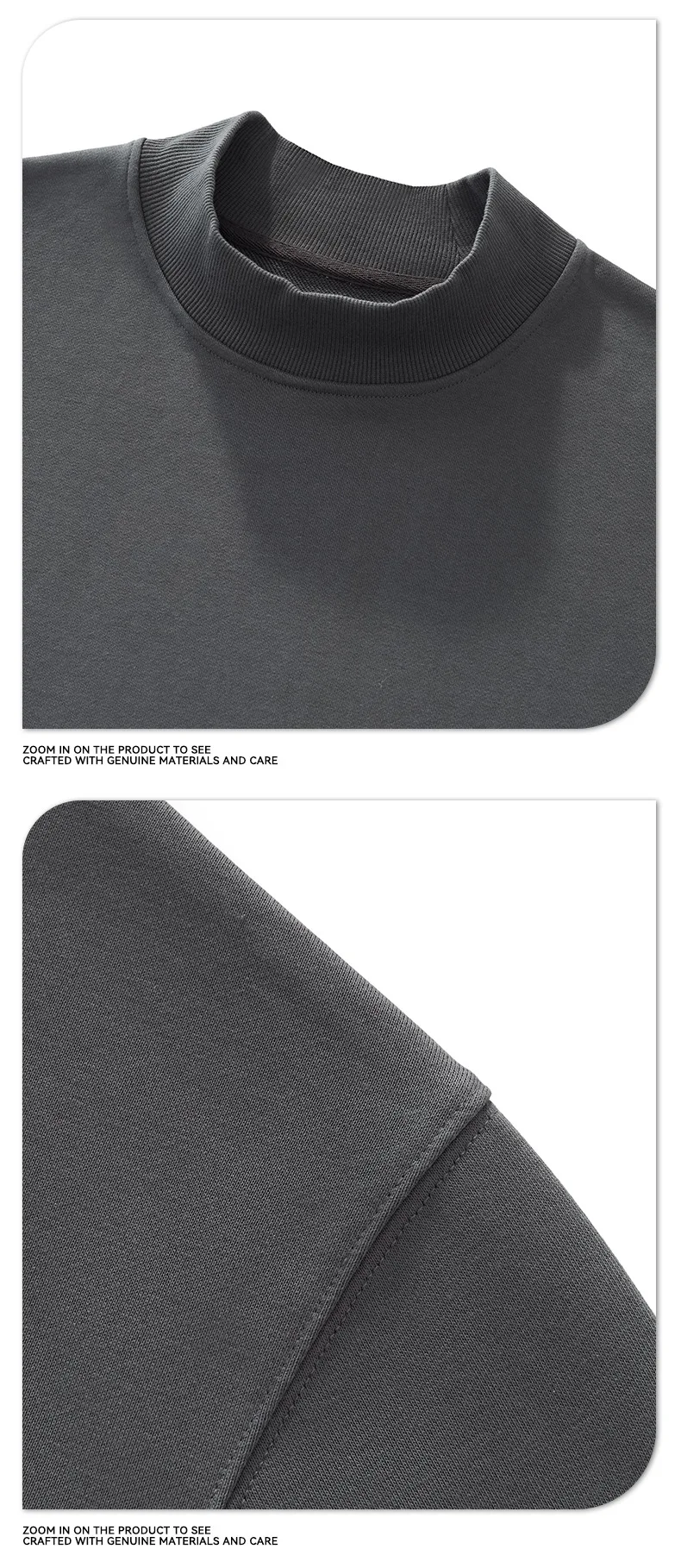 Heavy Autumn and Winter Solid Color Sweater Men's Hem Rough Edge Retro Semi-turtleneck American Pullover Sweater