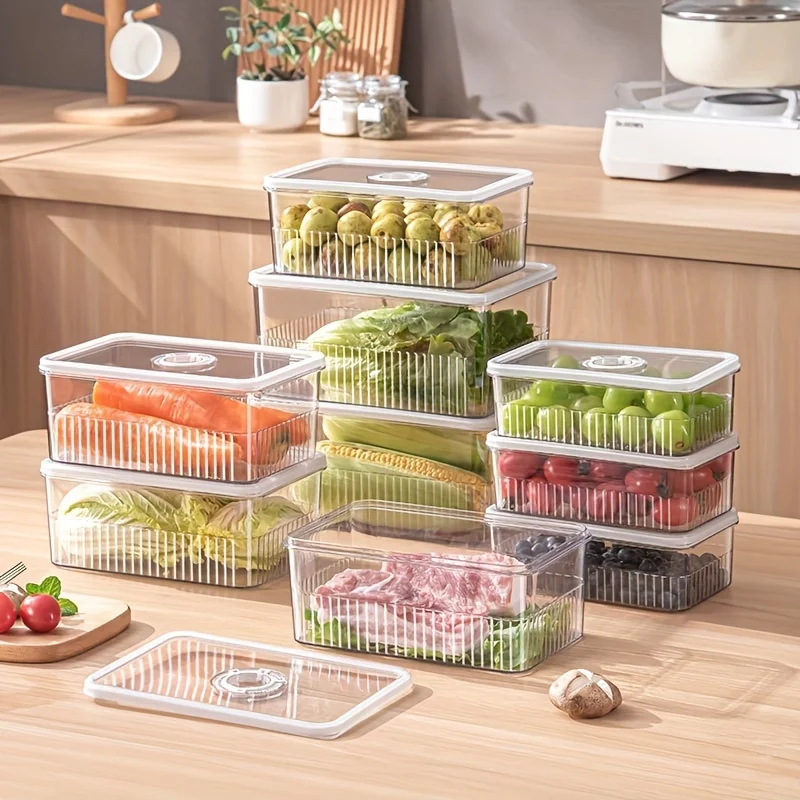 

Plastic Refrigerator Boxes, Transparent Fresh-Keeping Box, Refrigerator Fruit Vegetable Crisper, Dumpling Meat Eggs Ginger Garl