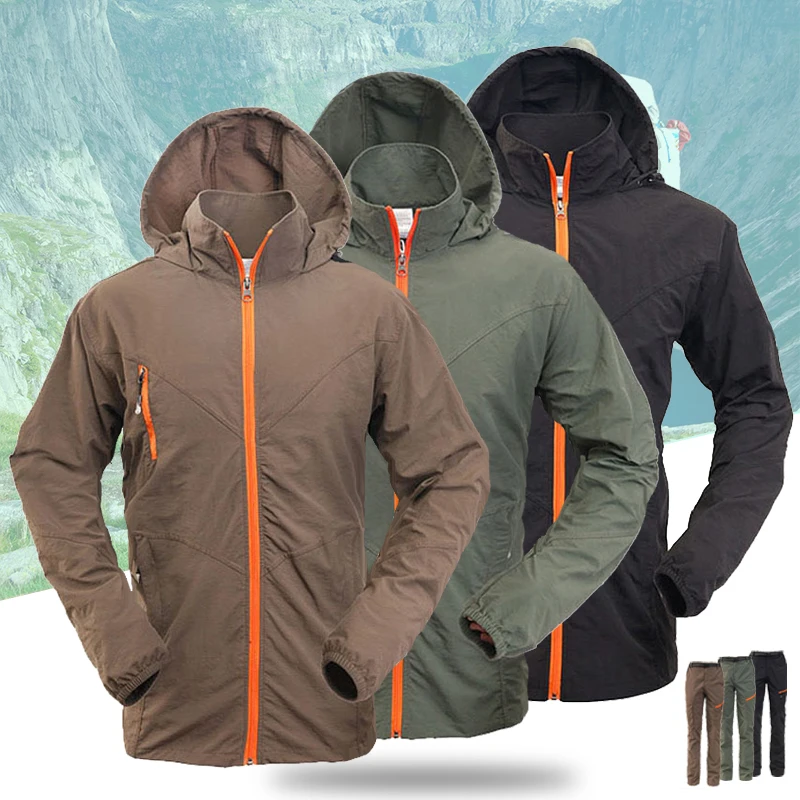 

(M-4XL) Мужской и женский быстросохнущий спортивный костюм, комплект с защитой от ультрафиолета, куртка и брюки для кемпинга и пешего туризма, легкая спортивная одежда против морщин