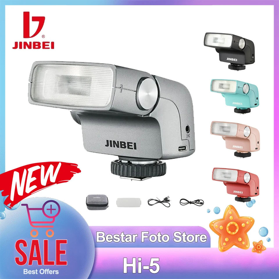 JINBEI Hi5 Retro Speedlite Hot Shoes Retro Camera Flash compatible with Canon Fujifilm Nikon Panasonic Oba Sony