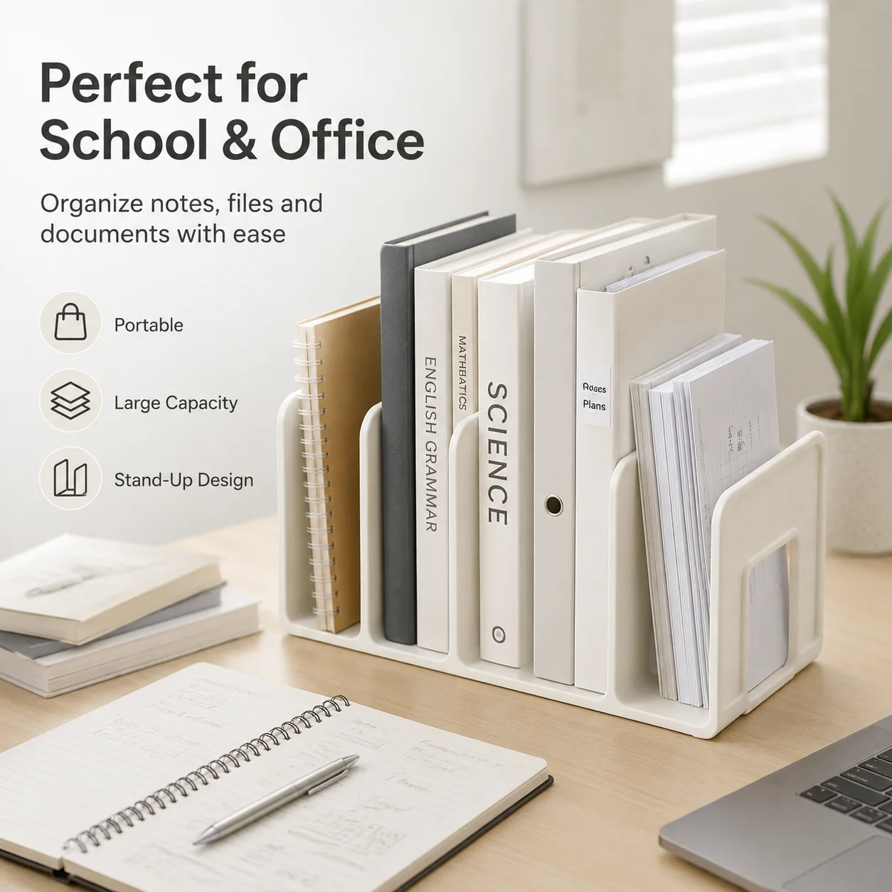 Foldable Expandable Bookend, Multipurpose Desktop Storage Holder for Books, CDs, and School Files