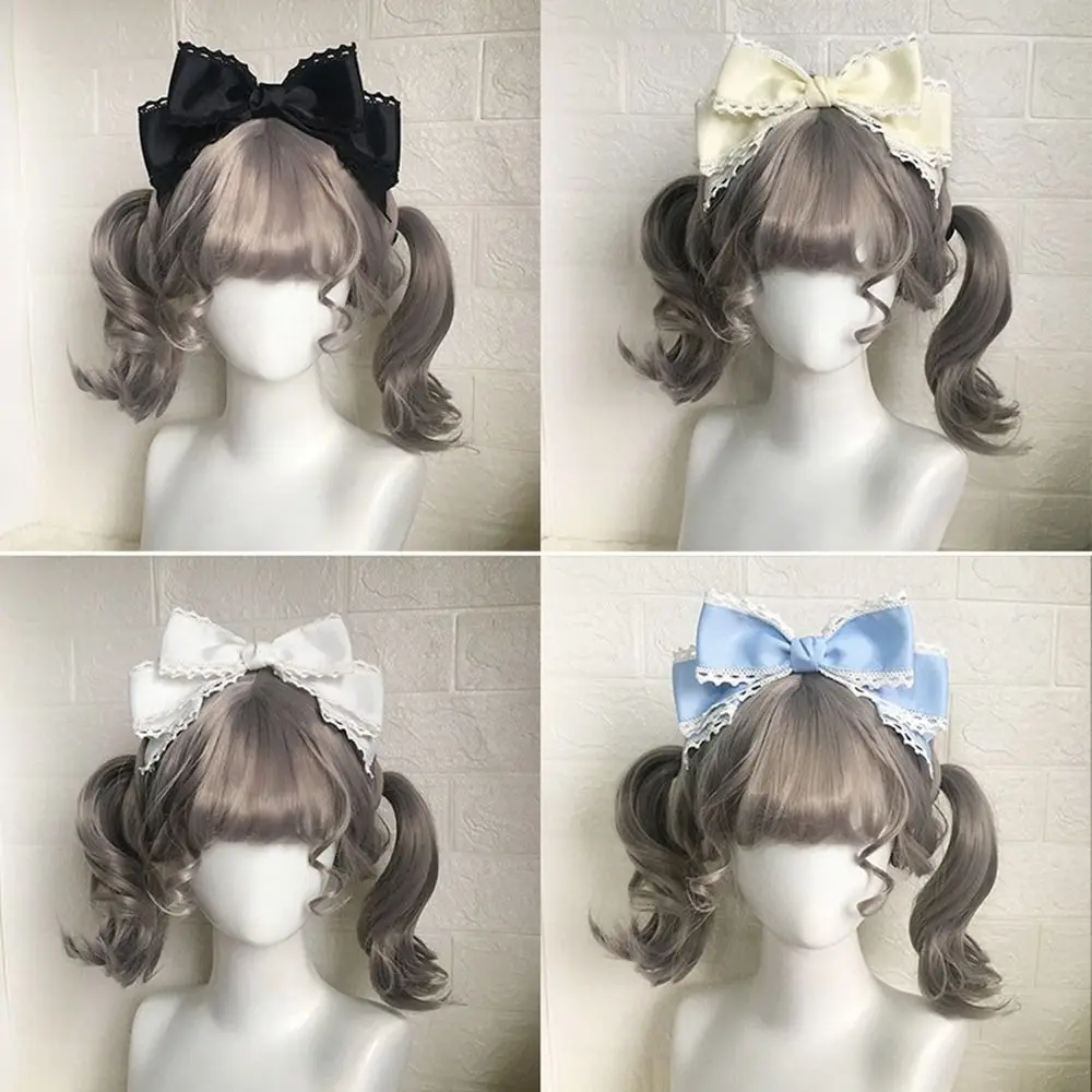 1PC Cute Lolita headband Bowknot Hair Clip Sweet Lolita Cosplay Headdress Lace Ribbon Hairpin Handmade Headwear Anime Hair Decor 3