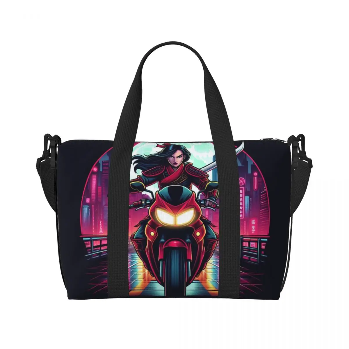 Custom Mulan Cycling Tote Bag Women Large Capacity Gym Beach Shoulder Travel Bag