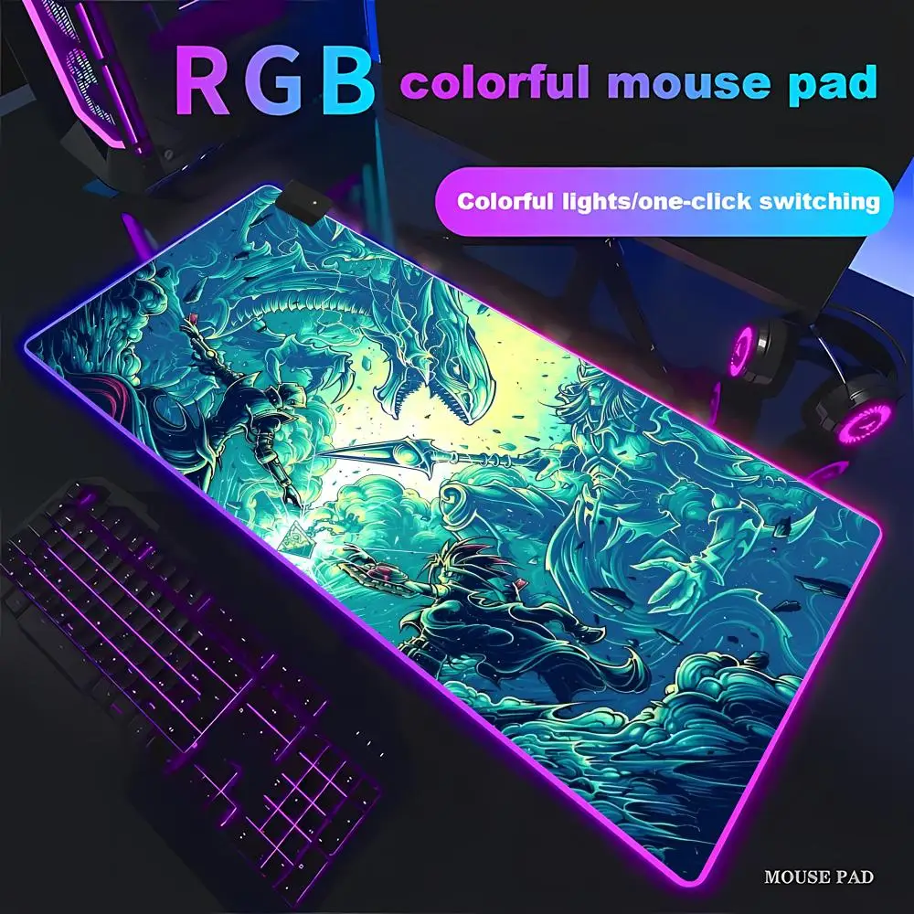

Yugi Muto Mouse Pad Animation Games Beautiful RGB Gaming Mouse Pad HD Gamer Large LED Light XXL Computer pad Decor for Yu-Gi-Oh!