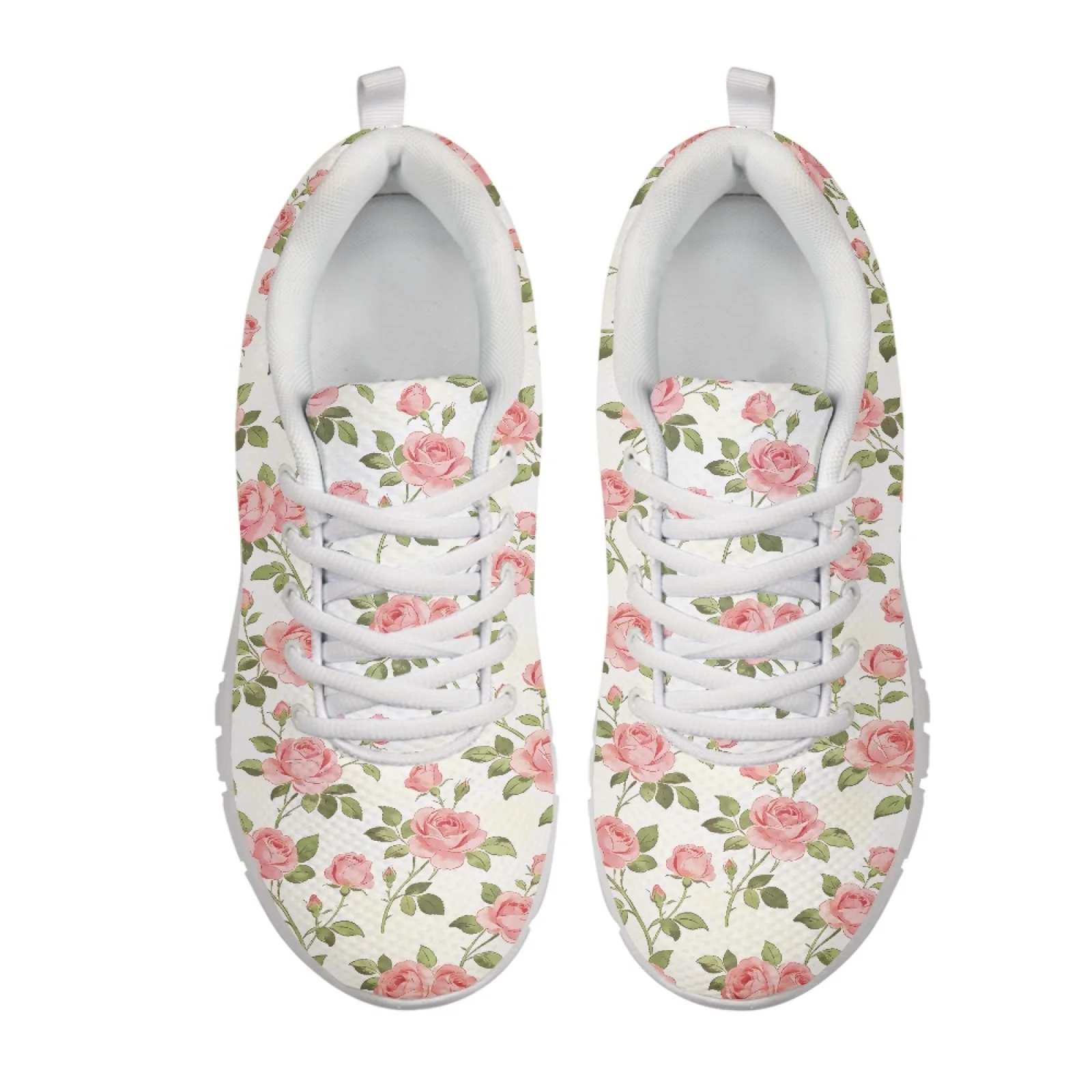 Coloranimal Pink Rose Floral Low Top Fitness Shoes Mens Athletic Trainers Running Shoes for Women Womens
