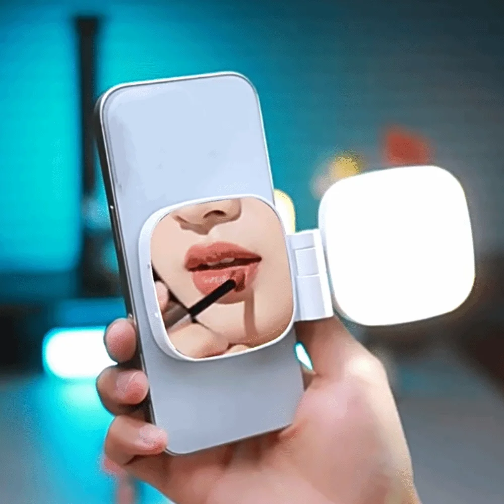 360° Rotation Magnetic Phone Selfie Light 3 Color with Makeup Mirror Mobile Phone Fill Light Portable Dimmable