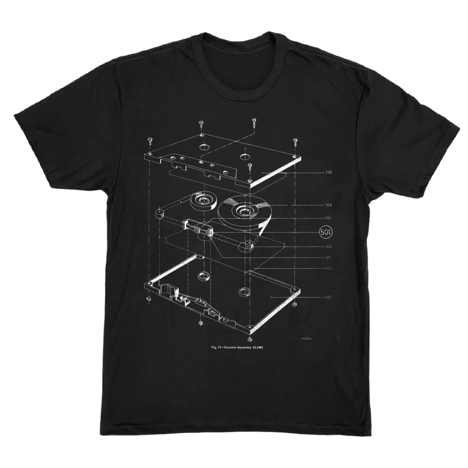 NEW Old School Mix Cassette Tape Assembly Hip Hop Custom T Shirt S 3XL Blueprint vintage Washed Slightly Versatile Casual