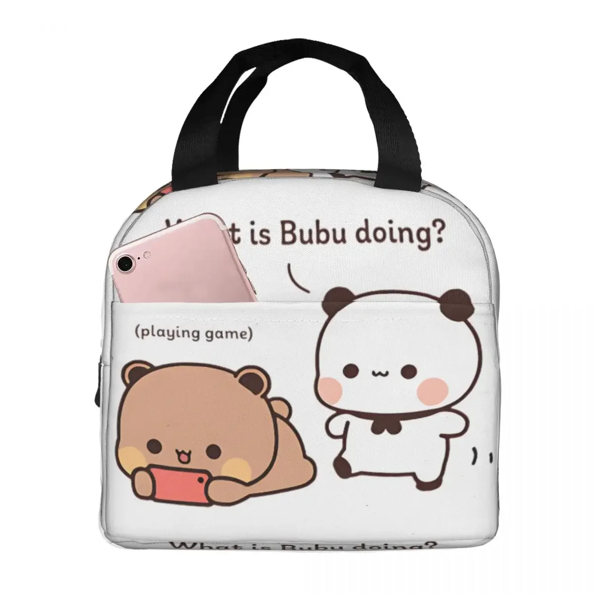 Bubu Dudu Panda And Brownie Bear Couple Thermal Insulated Lunch Bag Women Portable Lunch Container for Outdoor Storage Food Box