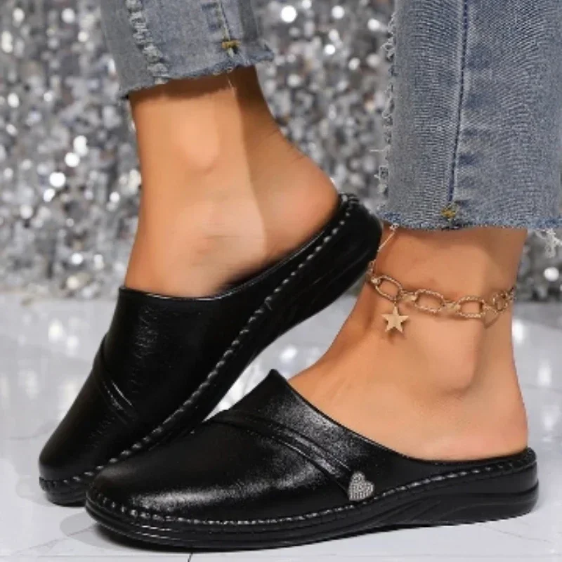 2024 Hot Selling Slip-On Platte Damesschoenen Lente Vierkante Neus Effen Kleur Lage Hakken Eenvoudig Dagelijks Woon-werkverkeer Casual Flats