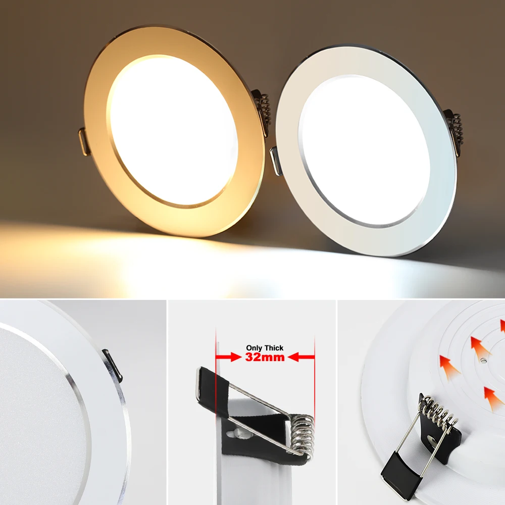 10Pcs/Lot LED Downlight 220V Recessed Round Ceiling Dowm Light Bedroom Indoor Living Room For Home  Decor Lighting LED Spot Lamp