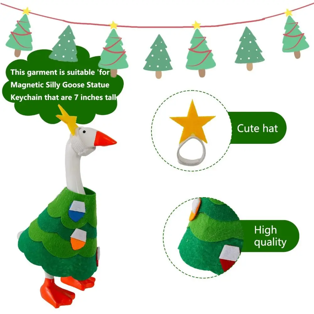 Fabric Goose Statue Christmas Tree Shaped With Hat Christmas Ornament Red And White Striped Scarf 7-Inch Pet Clothes Outdoor