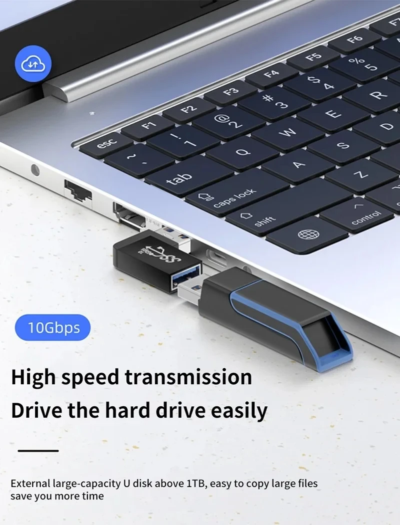 NNBILI Universal USB3.2 OTG Typ C Adapter USBC Stecker auf USB-A Stecker Buchse Konverter für MacBook Huawei Samsung Xiaomi Stecker – Detail 3