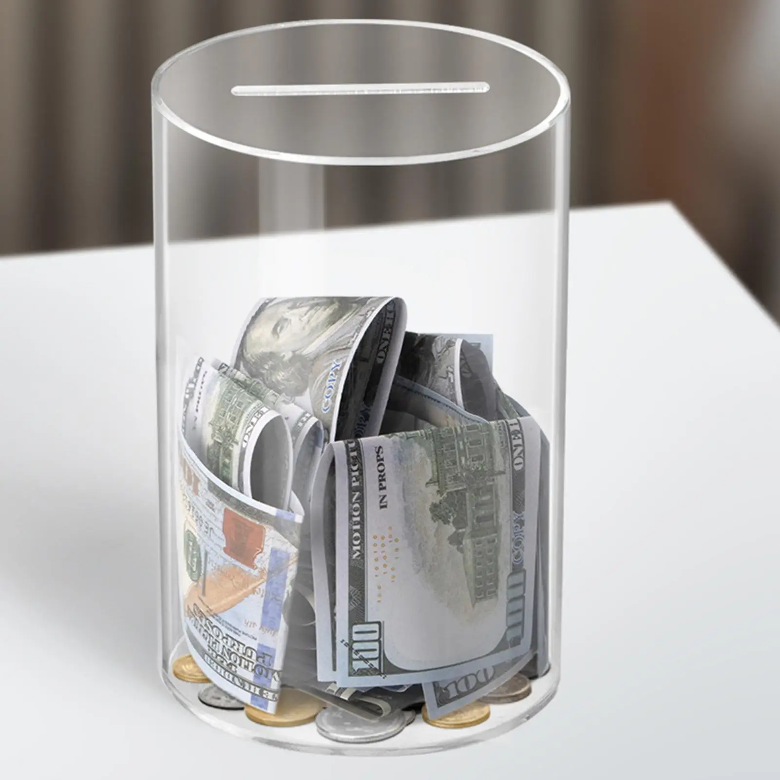 Adults Kids Acrylic Clear Piggy Bank Coin Bills Bank Money Saving Jar Unopenable Change Jar Money Bank Home Decor