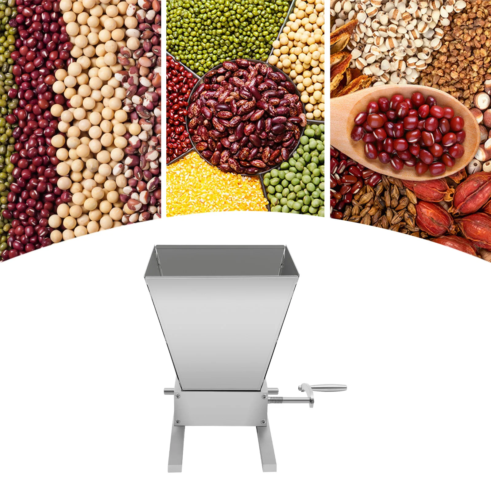 โรงสีเมล็ดพืชแบบแมนนวล 4 ลิตร, ช่องว่างลูกกลิ้งแบบปรับได้พร้อมแท่งอลูมิเนียม 2 อัน, เครื่องบดเมล็ดพืชสําหรับข้าวสาลีข้าวบาร์เลย์และธัญพืช - วิธีการบด 2 แบบ