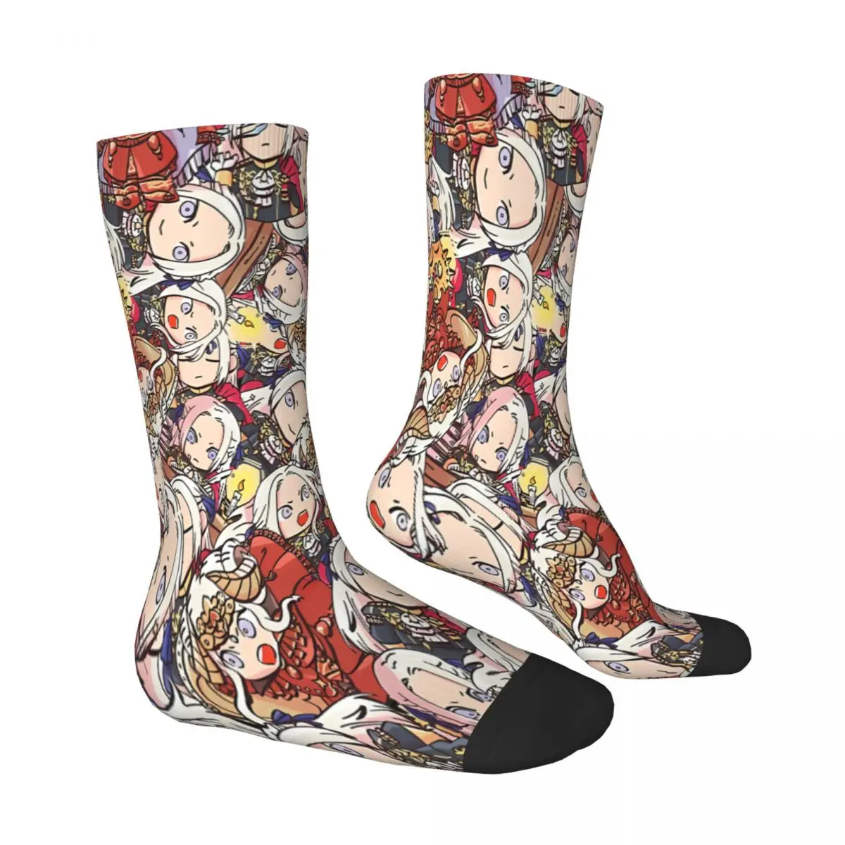 Fire Emblem Three Houses Chibi Edelgard Collage Japanese Socks Male Mens Women Winter Stockings Printed