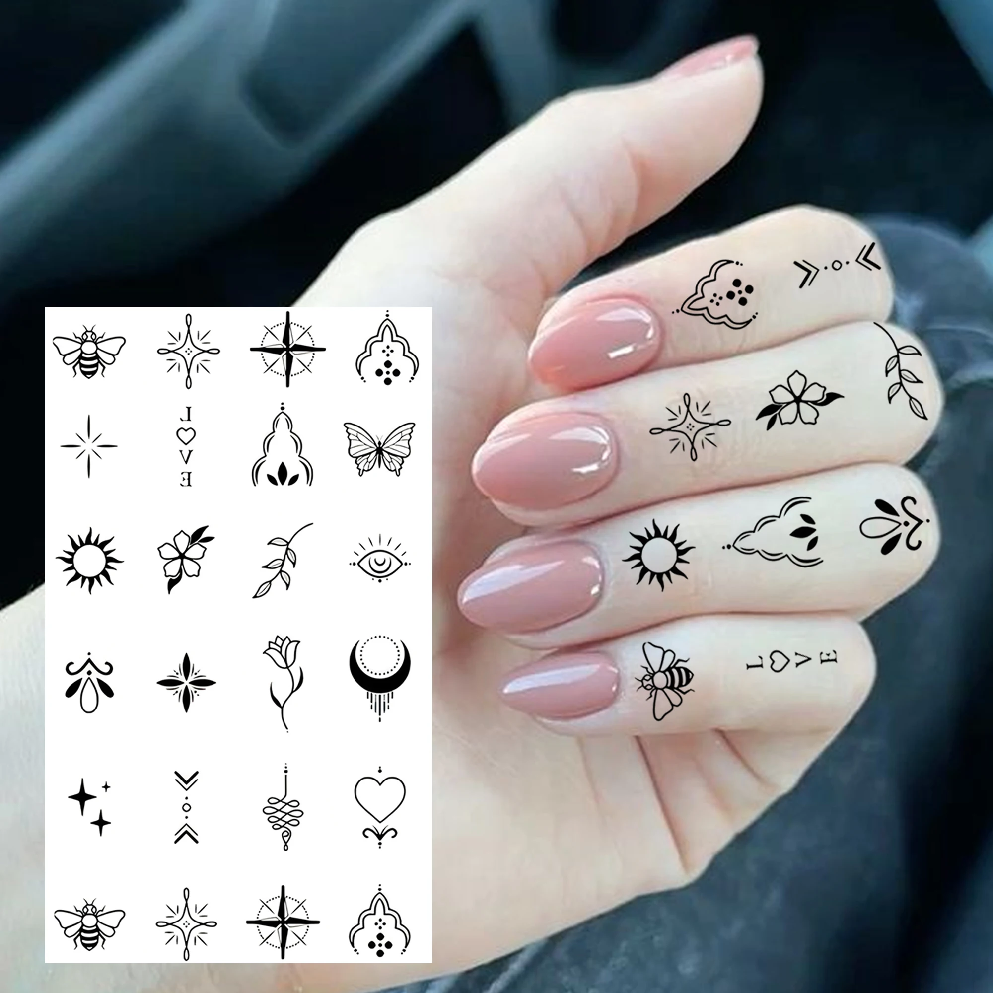 1 Sheet Diamond Planet Star Temporary Tattoos For Women Finger, Temp Fake Tattoo Sticker Waterproof Long Lasting Realistic Tatoo
