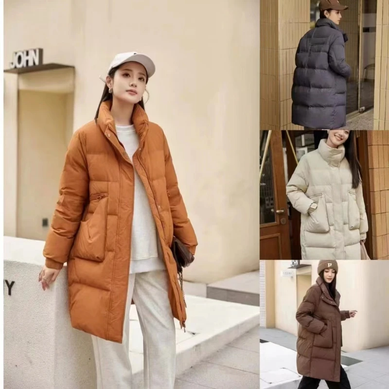 Winter New Women's Down Jacket Loose Commuting Windproof Stand Collar Straight Tube Parkas Down Jacket